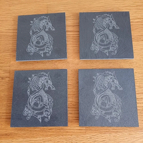 sous verre ardoise loup viking