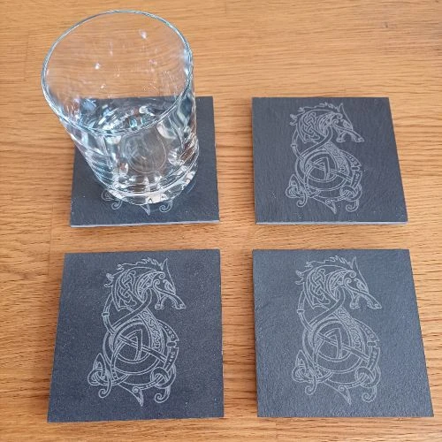 sous verre ardoise loup viking