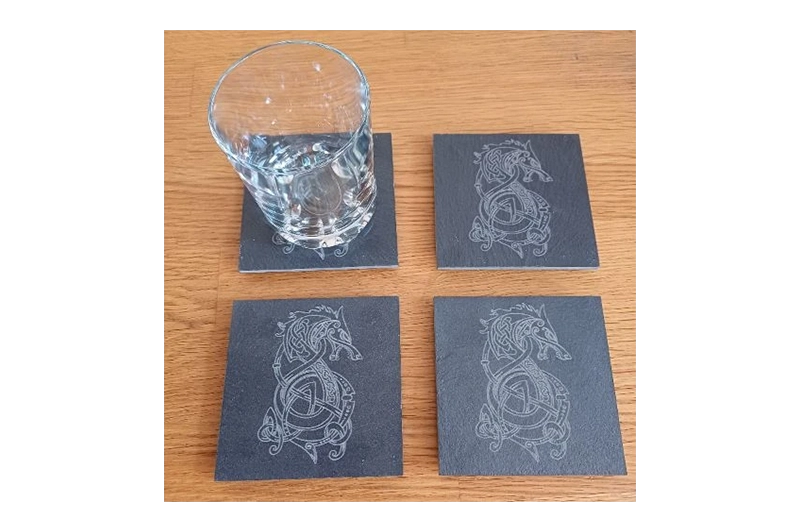 sous verre ardoise loup viking